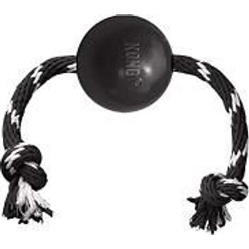 Kong Extreme Ball With Rope Dog Toy Rope With Extreme Ball Black 340g