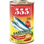 555 Sardines in Tomato Sauce with Chilimansi 155g