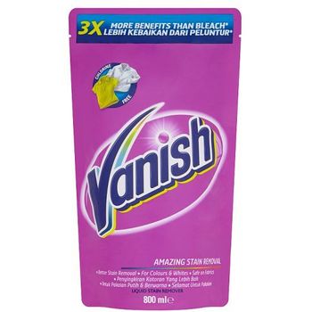 Penghilang Noda Fabrik Cecair Vanish Pink 800ml