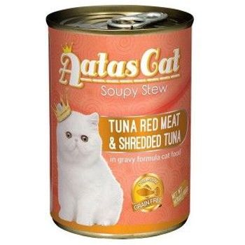 Aatas Cat Canned Food Soupy Stew Red Meat Tuna & Shredded Tuna 400g