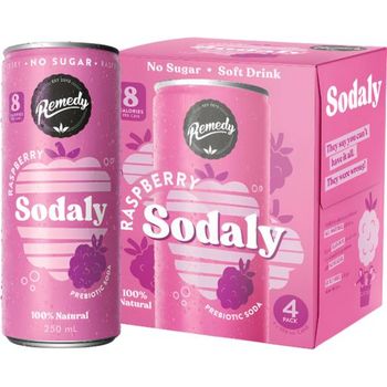 Remedy Sodaly Raspberry Flavour Pack 4 250ml
