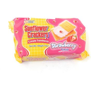 Croley Foods Sunflower Crackers Cream Sandwich Strawberry Flavor 190g