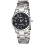Casio #mtp-v002d-1b Men's Standard Analog Stainless Steel Date Black Dial Watch
