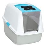 Catit Large Hooded Cat Litter Box Blue And White 50701
