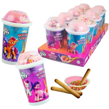 My Little Pony Biscuit Stick Cup Strawberry & Sprinkles 35g