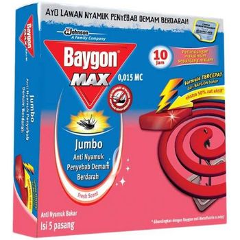 Baygon Max Jumbo Fresh Scent 10 Hours Anti Mosquito Burn 150g