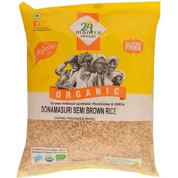24 Mantra Organic Sonamasuri Semi Brown Hand Pounded Rice 1kg