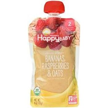 Happy Baby Organic Clearly Crafted Organic Baby Food Stage 2 Bananas Raspberries And Oats 4 Ounce