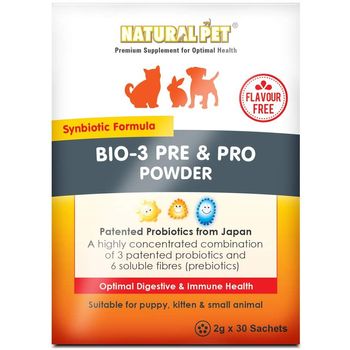 Natural Pet Bio 3 Pre and Pro Powder Flavour Free 2g x 30pcs