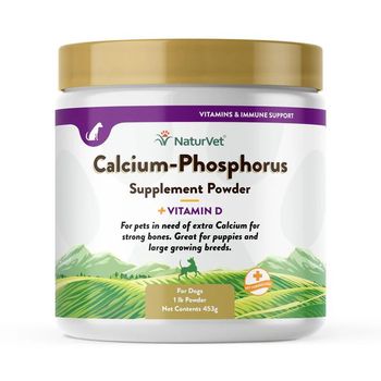 NaturVet Calcium-Phosphorus Supplement Powder with Vitamin D for Dogs (1lb Powder)