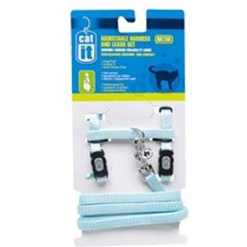 Catit Adjustable Nylon Harness And Leash Set Medium Blue 160g