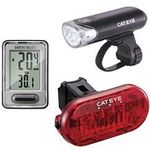 CATEYE, Go Kit Wired with HL-EL135 Headlight, Velo 7 Cycle Computer, and Omni 3 Rear Bike Light