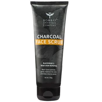 Bombay Shaving Company Charcoal Face Scrub With Black Sand Exfoliates Skins & Removes Black Heads 100g