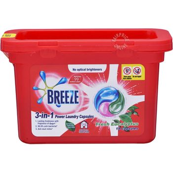 Breeze 3in1 Power Laundry Capsules Fresh Eucalyptus 270g