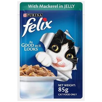 Purina Felix As Good As It Looks Wet Cat Food Mackerel In Jelly For Adults 85g