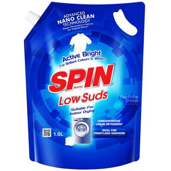 Spinmatic Low Suds Liquid Detergent Refill Active Bright 1.6L