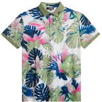 J. Lindeberg Tour Tech Reg Fit Print Polo L Calypso Oil Green