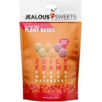 Jealous Sweets Peach Raspberry Mango Juicy Foams Sweets 1 X 125g Share Bag Vegan Gluten Dairy Free