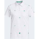 Adidas Women Golf Play Green Monogram Polo Shirt White