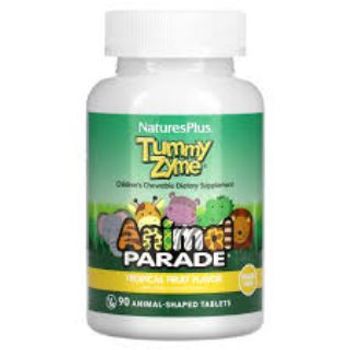 NaturesPlus Animal Parade Source of Life Childrens Chewable Digestive Aid Tropical Fruit Flavor 90 Animal Shaped Tablets Contains Live Probiotics Vegetarian Gluten 90 Servings
