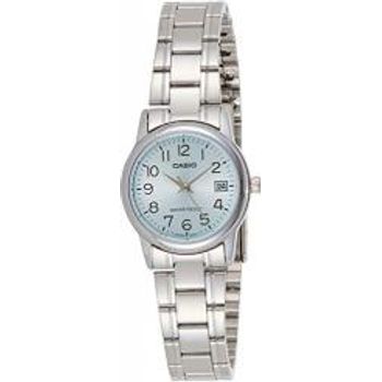 Casio #ltp-v002d-2b Women's Standard Stainless Steel Light Blue Dial Date Watch