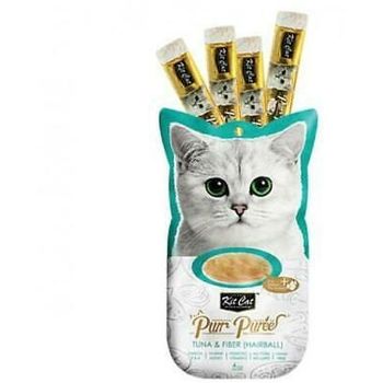 Kit Cat Purr Puree Tuna And Fibre Hairball Cat Treats Sachets 4x15g