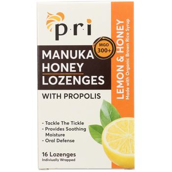 PRI - Immune Support, Manuka Honey & Propolis Lozenges with Lemon & Honey (16 lozenges)