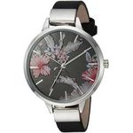 Nine West Women's Silver-tone And Black Strap Watch