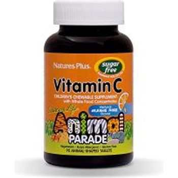 NaturesPlus Animal Parade Sugar Childrens Vitamin C Supplement Natural Orange Juice Flavor 90 Chewable Animal Shaped Tablets Immune Support Whole Foods Gluten 45 Servings