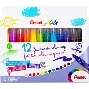Pentel Arts Colouring Fibre Tip Pens Pack of 12