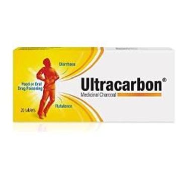 Ultracarbon 250mg For Fast Relief Of Diarrhoea Food Poisoning Flatulence 20 Tablets