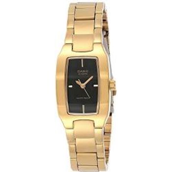 Casio Women's Ltp1165n-1c Gold Gold Tone Quartz Watch With Black Dial