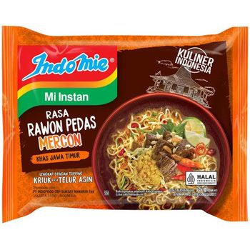 Indomie Instant Mie Rawon Spicy Mercon 75g (Pack of 5 Pcs)