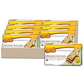 Suzie's Organic Saltines Salted Crackers Salt & Extra Virgin Olive Oil