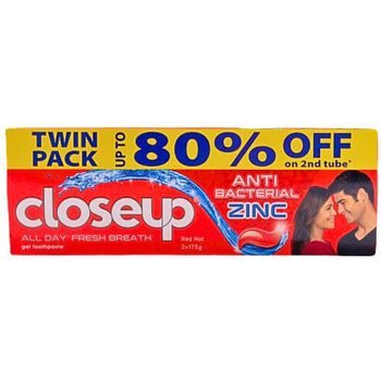 Close Up Anti Bacterial Toothpaste Red Hot 2pcs 175g