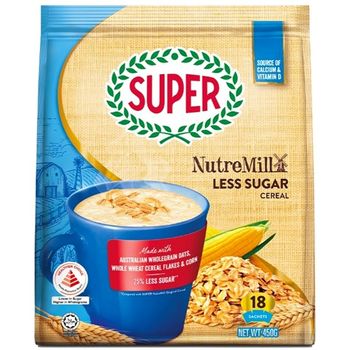SUPER Nutremill Less Sugar Cereal 18 sachets 450g