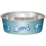 Loving Pets Fish Bella Bowl For Cat X-small Metallic Ocean Blue 7750