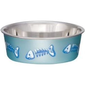 Loving Pets Fish Bella Bowl For Cat X-small Metallic Ocean Blue 7750