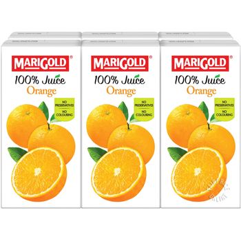 Marigold 100 Percent Packet Juice Orange 6 x 200ml