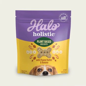 Halo Garden of Vegan Oats, Peanut Butter & Banana Biscuit Dog Treats 227g