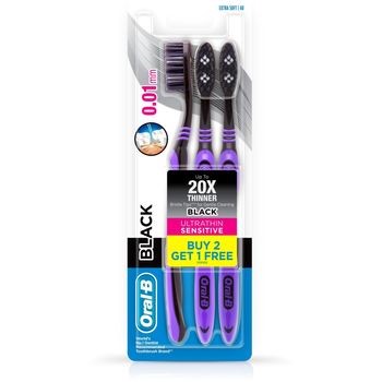 Oral-B Ultrathin Extra Soft Toothbrush Black Tea 3pcs
