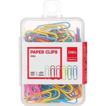 Deli Colored Paper Clips 100 Per Pack Assorted Colors 29mm