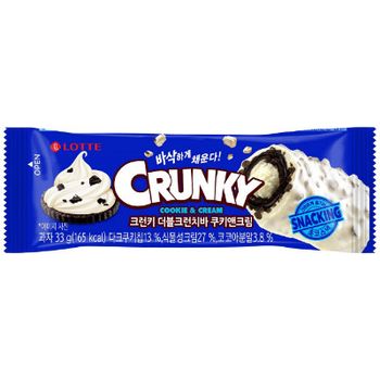 Lotte Crunky Double Layer Chocolate Bar Cookie and Cream Flavour 33g