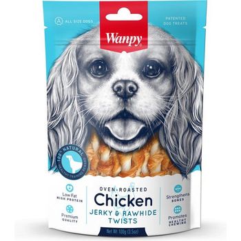 Wanpy Chicken Jerky and Rawhide Twists Dog Treat 100g