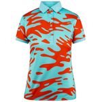 J. Lindeberg Tour Tech Print Ladies Golf Polo Shirt XS Neptune Atomizer