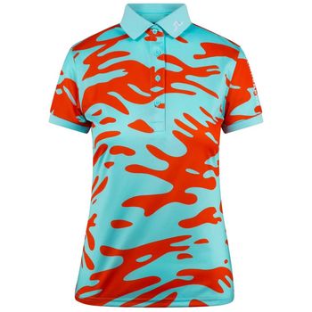 J. Lindeberg Tour Tech Print Ladies Golf Polo Shirt XS Neptune Atomizer