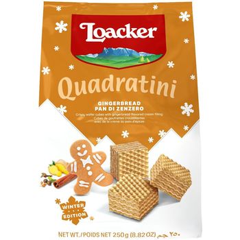 Loacker Waffer Crackers With Ginger Quadratini Packaging 250g