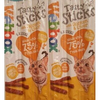 Webbox Cat Kitten Tasty Sticks Chews With Chicken And Liver 6 Sticks