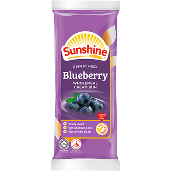 Sunshine Enriched Blueberry Wholemeal Cream Bun 65g