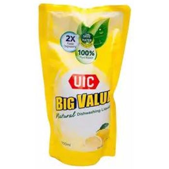 UIC Natural Dish Washing Liquid Refill Zesty Lemon 600ml